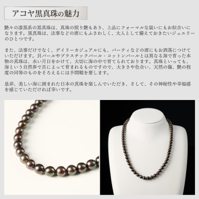 艶々の漆黒系6～6.5mmアコヤ黒真珠ネックレス:C117-012