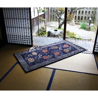 鍋島緞通【手織り】蔓牡丹唐草文　雅 -miyabi-　95×191cm