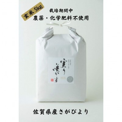 「実り咲かす」 栽培期間中 農薬・化学肥料不使用　さがびより　玄米5kg