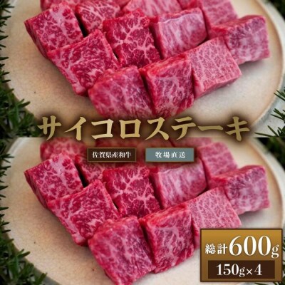 【牧場直送】佐賀産和牛 サイコロステーキ用 600g　B023-035