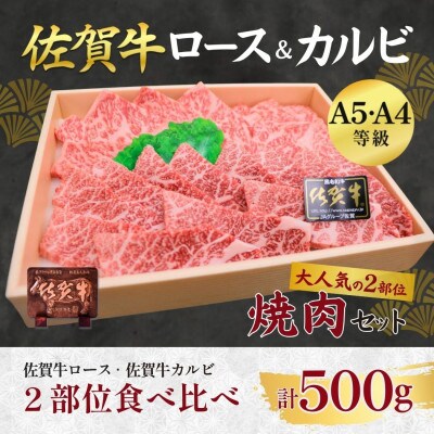 佐賀牛ロース&佐賀牛カルビ 焼肉用 500g 人気の部位が2種類【バーベキューや贈答にも】