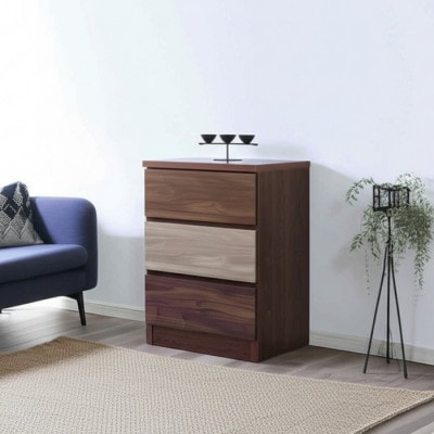 スリムチェスト ワルツ 幅40-3段 BR色 諸富家具 隙間収納