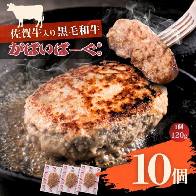 佐賀牛入り黒毛和牛 がばいばーぐ 計1.2kg(120g×10個)(佐賀市)