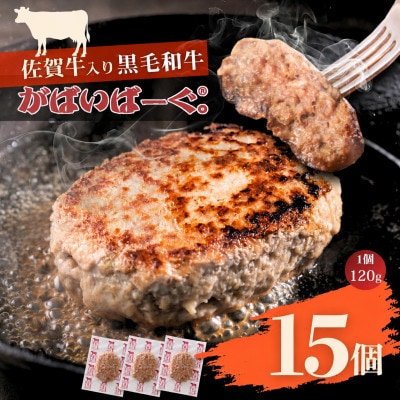 佐賀牛入り黒毛和牛 がばいばーぐ 計1.8kg(120g×15個)(佐賀市)