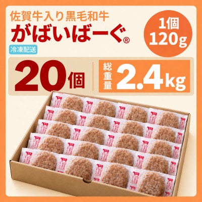 佐賀牛入り黒毛和牛 がばいばーぐ 計2.4kg(120g×20個)(佐賀市)