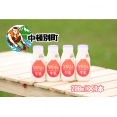 【北海道産】なかとん牛乳飲みきりセット 200ml×4本【低温殺菌&ノンホモジナイズ】