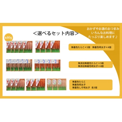 無添加・無着色 たらこと明太子 詰め合わせ 合計720g(80g×9個)小分け