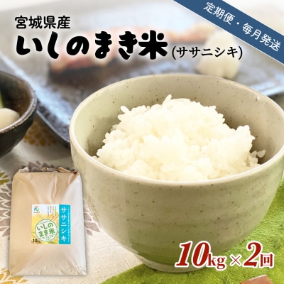米 定期便 【定期便2回・毎月発送】宮城県いしのまき産米「ササニシキ」10kg×2回(精米) 石巻市