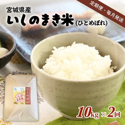 米 定期便 【定期便2回・毎月発送】宮城県いしのまき産米「ひとめぼれ」10kg×2回(精米) お米
