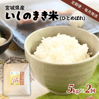 米 定期便 【定期便2回・毎月発送】宮城県いしのまき産米「ひとめぼれ」5kg×2回(精米) 石巻市