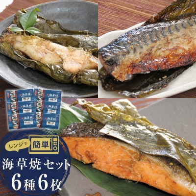 漬魚 レンジ焼き魚 海草焼 6種6枚セット 冷凍 銀鮭 紅鮭 さば かれい 目抜 惣菜 石巻市