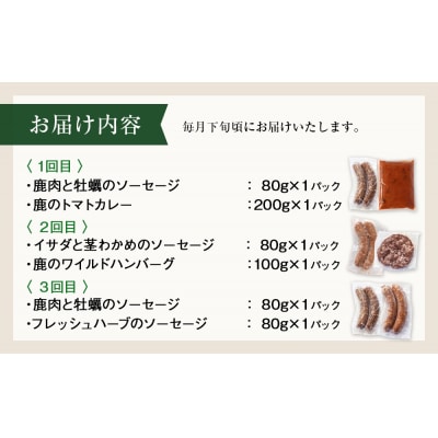 3ヶ月定期毎月配送【ナチュラルジビエシャルキュトリー定期便セット】