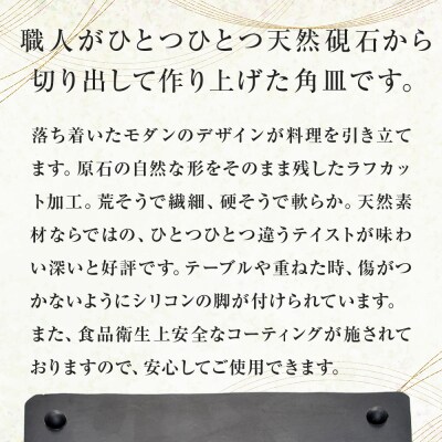 【雄勝石】皿 セット 石皿 230×140 2枚組 ラフカット 食器 角皿 スレートプレート 天然石