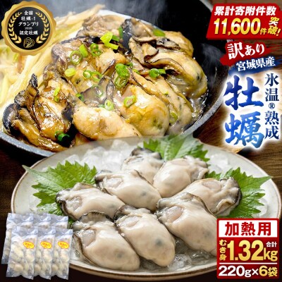 牡蠣 訳あり 氷温熟成 冷凍 (加熱用) 220g × 6パック むき身 まるたか水産 石巻市