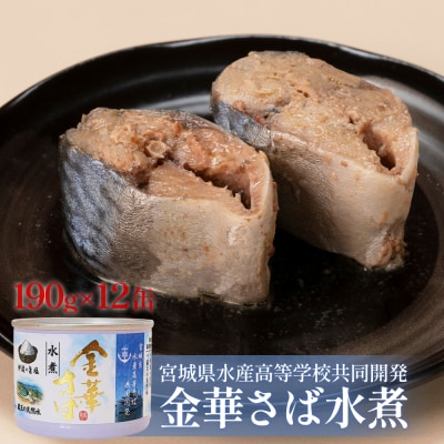 サバ缶 水煮 鯖 宮城県水産高等学校共同開発 金華さば 水煮 (190g×12缶セット) 缶詰 