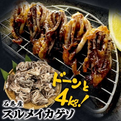 訳あり 石巻産スルメイカゲソ 4kg 冷凍 国産 いか 下足 おつまみ ゲソ天 石巻応援