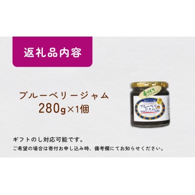 < 先行予約 > ブルーベリー ジャム 280g  無添加 摘みたて 手作り 果実 アントシアニン
