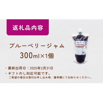 < 先行予約 > ブルーベリージャム 300ml  無添加 摘みたて 手作り 果実 アントシアニン