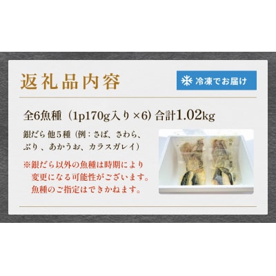 西京漬 銀だら セット 6種 漬魚 漬け 西京焼 銀鱈 ぎんだら 味噌 魚 冷凍 おかず 石巻市