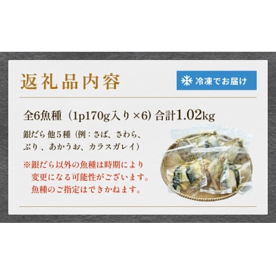 西京漬 銀だら セット 6種 漬魚 漬け 西京焼 銀鱈 ぎんだら 味噌 魚 冷凍 おかず 石巻市