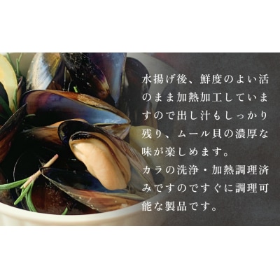 宮城県 三陸産 殻付き蒸しムール貝 4kg 石巻市 冷凍 個包装 貝 魚介 海鮮 パエリア