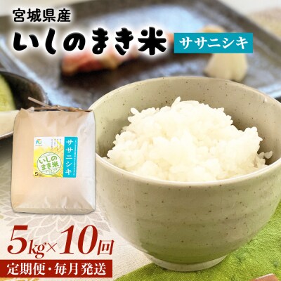 令和6年産 米 ササニシキ 定期便 5kg × 10回 お米 精米 白米 環境保全米 ご飯 こめ