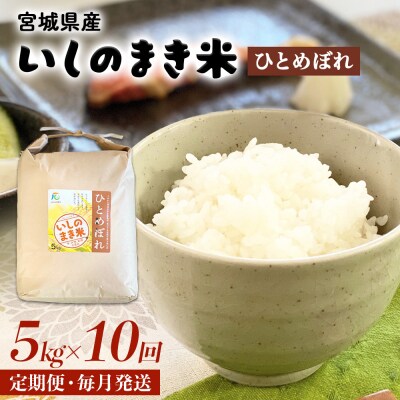 令和6年産 米 ひとめぼれ 定期便 5kg × 10回 お米 精米 白米 環境保全米 ご飯 こめ