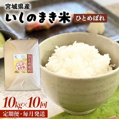 令和6年産 米 ひとめぼれ 定期便 10kg × 10回 お米 精米 白米 環境保全米 ご飯 こめ