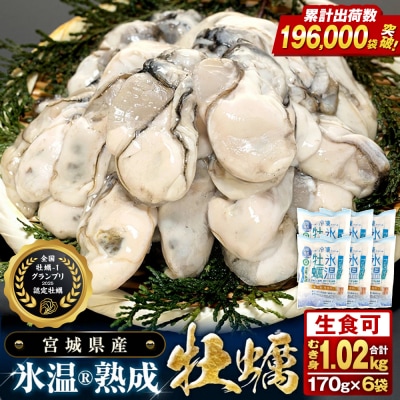 宮城県産 かき 氷温熟成 牡蠣 生食用 冷凍170g×6袋 約1kg むき身 まるたか水産 石巻市