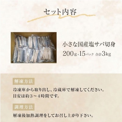 小さな 国産 塩サバ 切身 3kg ( 200g × 15パック ) 冷凍 サバ 鯖 青魚 塩さば 