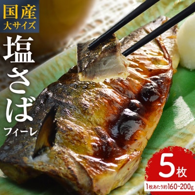 国産 塩さば フィーレ 約160～200g 5枚 サバフィレ 鯖 サバ さば フィレ 切り身 塩サバ