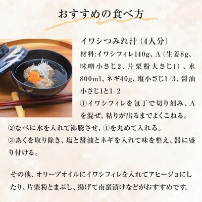 訳あり 金華 イワシ フィレ 2kg ( 500g × 4P ) 宮城県産 いわし 鰯 フィーレ