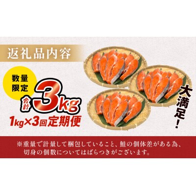 【訳あり】冷凍 銀鮭 切り身 1kg × 3回 定期便 鮭切身 シャケ サーモン 塩鮭
