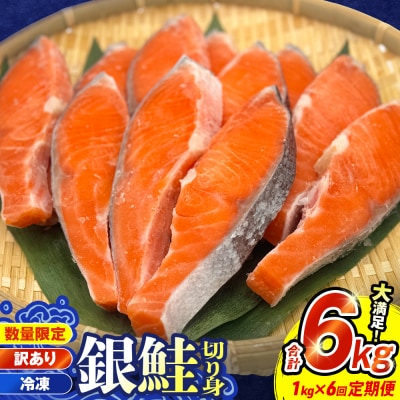 【訳あり】冷凍 銀鮭 切り身 1kg × 6回 定期便 鮭切身 シャケ サーモン 塩鮭