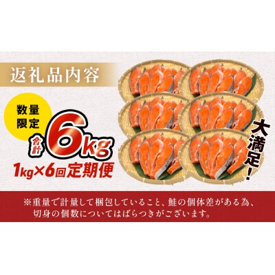 【訳あり】冷凍 銀鮭 切り身 1kg × 6回 定期便 鮭切身 シャケ サーモン 塩鮭