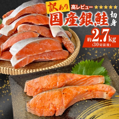 《訳あり》 産地直送! どっさり 2.7kg! 国産銀鮭 定塩切身 冷凍 鮭 切り身 石巻市