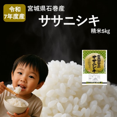 米 令和7年産 ササニシキ 精米 5kg 新米 お米 ごはん ご飯 飯 5キロ 単一銘柄米 主食