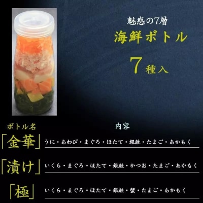 三陸 海鮮ボトル 7種【金華】3本セット あわび うに まぐろ 銀鮭 アカモク ほたて たまご