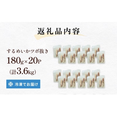 訳あり 石巻産 柔らか するめいか ツボ抜き 180g × 20P
