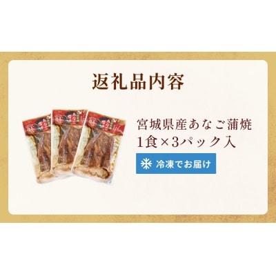 宮城県産 あなご 蒲焼 (1食) 3パック入 冷凍 小分け 穴子 アナゴ 蒲焼き 魚 お魚 丼 寿司