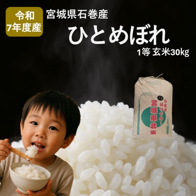 米 ひとめぼれ 玄米 30kg 令和7年産 ヒトメボレ お米 ごはん ご飯 防災減災