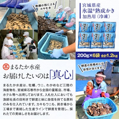 【加熱用】氷温熟成かき200g ×6p むき身 小分け カキ 冷凍かき 加熱用 加熱 防災減災