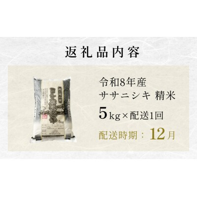 【12月配送】 <先行受付> 米 令和8年産 ササニシキ 精米 5kg 単品 新米 こめ コメ お米