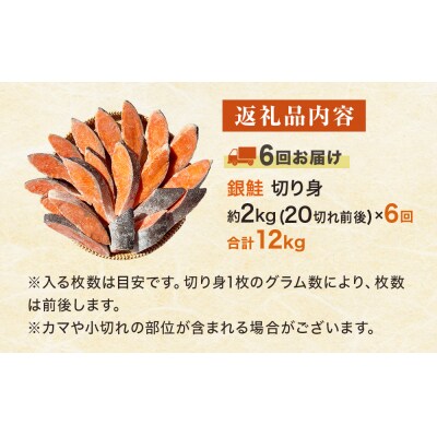 【定期便】 訳あり 定塩銀鮭 切り身 12kg 約2kg ( 20切れ 前後 ) 6回配送