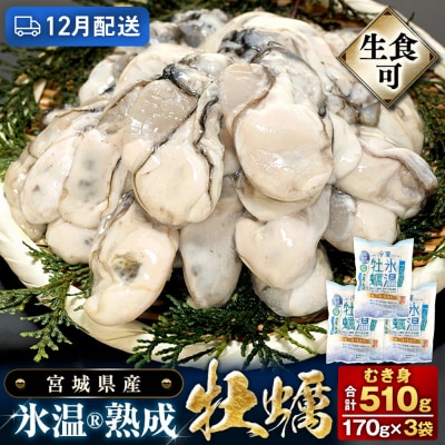 【12月配送】 氷温熟成かき 生食用(冷凍)170g×3袋 510g むき身 まるたか水産 石巻市