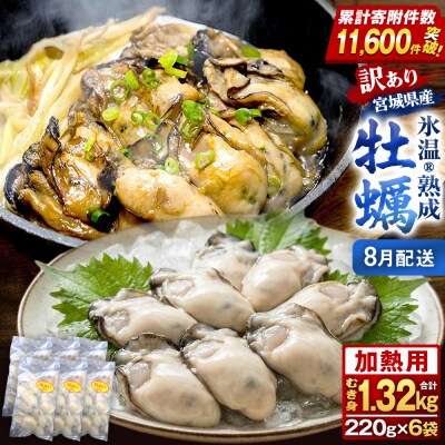 【8月配送】訳あり氷温熟成冷凍かき(加熱用)220g×6p
