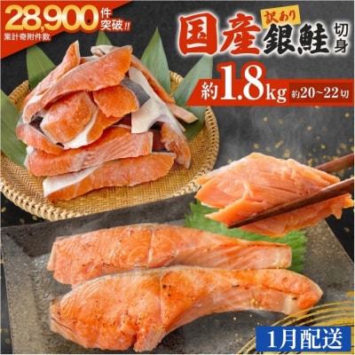 【1月配送】訳あり 国産 銀鮭 1.8kg 切り身 鮭 さけ 冷凍 不揃い サーモン 塩鮭 石巻