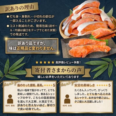 【3月配送】訳あり 国産 銀鮭 1.8kg 切り身 鮭 さけ 冷凍 不揃い サーモン 塩鮭 石巻
