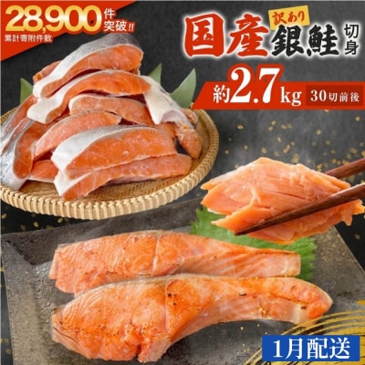 【1月配送】訳あり 国産 銀鮭 2.7kg 切り身 鮭 さけ 冷凍 不揃い サーモン 塩鮭 石巻市
