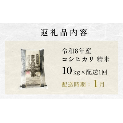 【1月配送】 <先行受付> 米 令和8年産 コシヒカリ 精米 10kg 単品 新米 こめ コメ